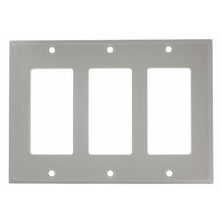 Leviton Decora Wallplate, Standard Size, Gang 3, Gray 80411-GY