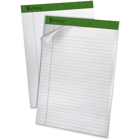Esselte Envirotech Pad, 8-1/2" x 14", Front Wide Ruled/Back Unruled, White, 4 Pads/Pack 40102