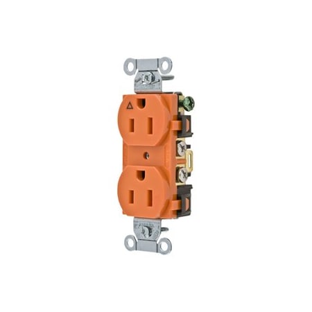 Hubbell Wiring 15A 125V 2-Pole 3-Wire Grounding Duplex Receptacle, 5-15R, Commercial Grade, Corrosion Resistant IG15CR