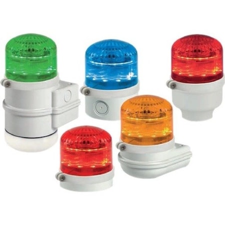 Federal Signal Beacon Warning Sounder Light, Green, 3 29/32 in Lens Dia., 3 7/16 in Height, Polycarbonate Lens SLM600G