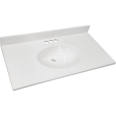 Craftmark 49''x22'' Cultured Marble Solid High Gloss Wht Vanity Top with Round Bowl OB4922330