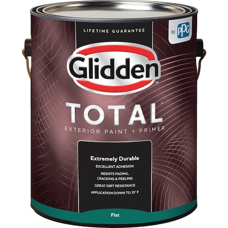 Glidden Total Exterior Paint + Primer Flat Wht & Pastel Base 1 Gallon GLTEX10WB/01
