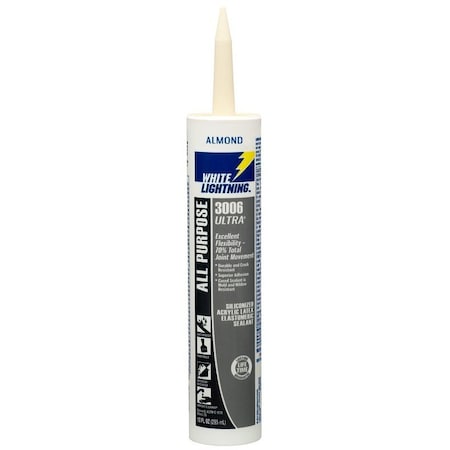 White Lightning All Purpose Elastomeric Sealant, Almond, 5 to 7 days Curing, >40 deg F W11002010