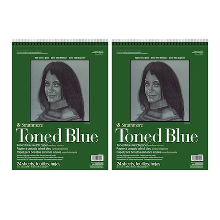 Strathmore 400 Series Sketch Pad, Recycled, Toned Blue, Top Wire Binding, 24 Sheet, 11x14 inch, 2PK P412-211-6