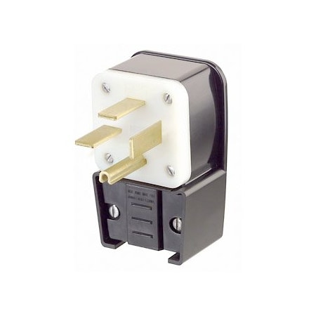 Leviton Straight Blade Plug, 15-50P, 50 A, 250V AC, 3 Pole, Screw Terminals, Grounded 8452-P