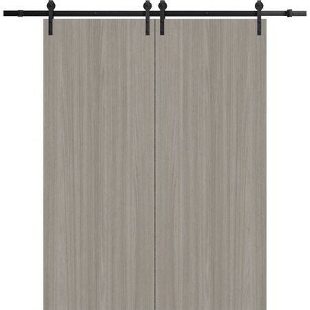 Sartodoors Modern Double Barn Door 84 x 84 inches, BASIC 3001 Oak Franko, 14FT Rail Track Set, Solid Panel I BASIC3001DB-DUFR-8484