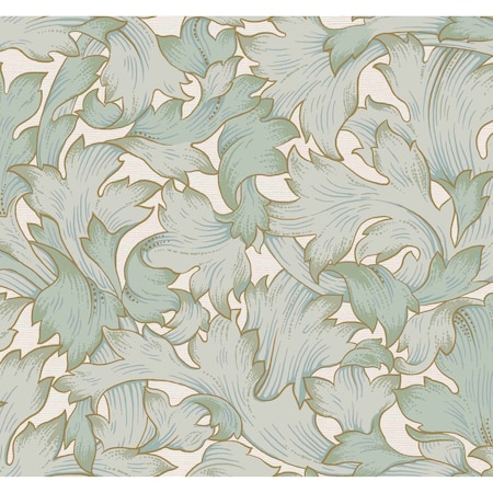 York Wallcoverings Acanthus Toss Beige and Seafoam Wallpaper NV5511