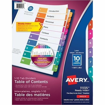 Avery Dennison AVE Avery 10 Tab Multicolor Ready Index Dividers 11135