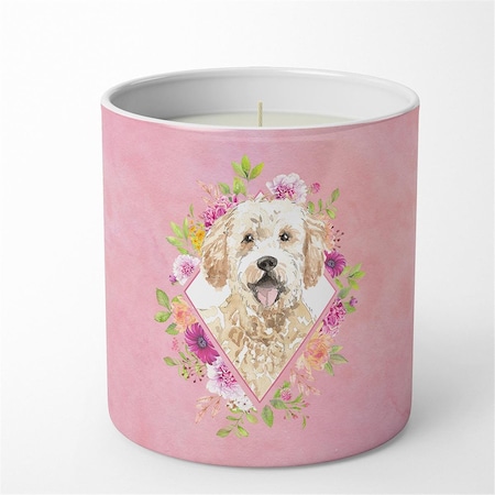 Carolines Treasures 10 oz Goldendoodle Pink Flowers Decorative Soy Candle CK4236CDL