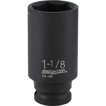 Channellock 1/2'' Drive 1-1/8'' 6-Point Deep Standard Impact Socket 340410