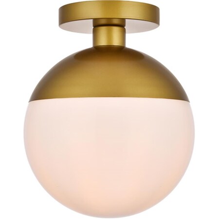 Living District Eclipse 1 Light Flush Mount Ceiling Light with Frosted White Glass, Brass LD6066BR