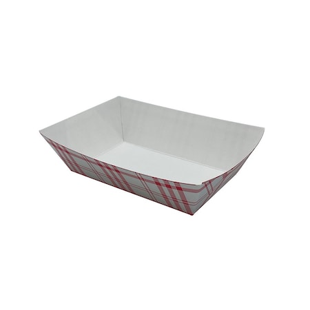 Genpak 2lb Red Plaid Food Tray PFAS Free NFT200