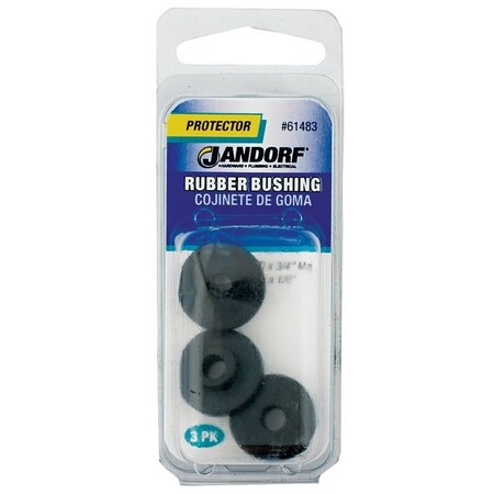Jandorf Conduit Bushing, 7/32 in Dia Cable, Rubber, Black, 3/16 in Thick Panel 61483