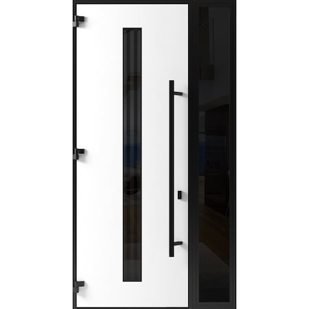 Vdomdoors Front Exterior Prehung Steel Door Ronex1055 Teak 96 Sidelight Exterior Window Sidelite Entry Metal RONEX1055EXD-OAK-W36+14xH96-RH-I