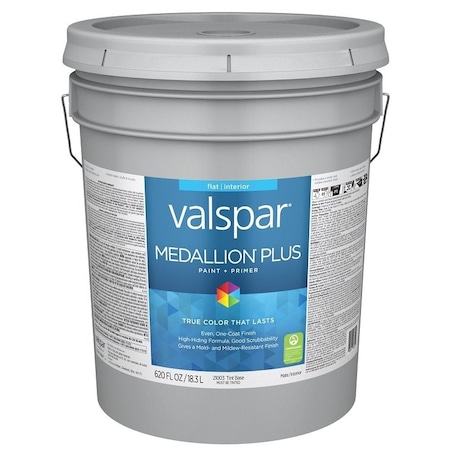 Valspar Medallion Plus 2100 Latex Paint, Acrylic Base, Flat Sheen, Tint Base, 5 gal, Plastic Pail 028.0021003.008