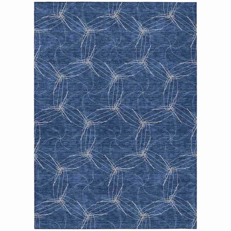 Homeroots 3' X 5' Navy Blue And Ivory Geometric Washable Indoor Outdoor Area Rug 614089