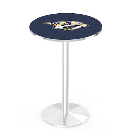 Holland Bar Stool Co 36" Chrome Nashville Predators Pub Table, 36" dia. Top L214C3636NshPre