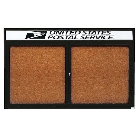 Aarco Enclosed Natural Pebble Grain Cork Bulletin Board w/ Header Bronze Anodized Al Frame, 48''Hx72''W DCC4872RHBA