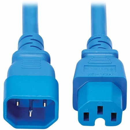 Eaton Tripp Lite Series Power Cord C14 to C15 - Heavy-Duty, 15A, 250V, 14 AWG, 10 ft. 3.1 m, Blue P018-010-ABL