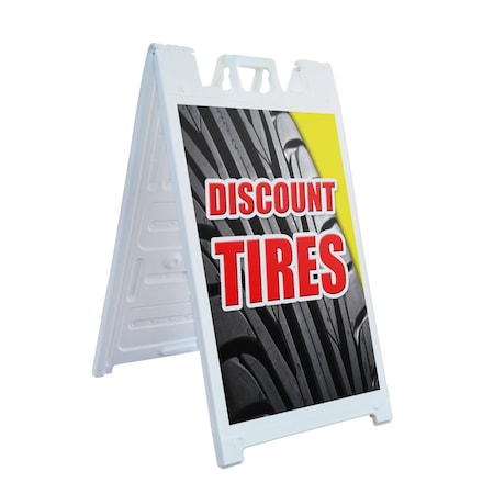 Signmission Discount Tires, A-Frame & 2 Sign Inserts, Heavy-Duty Plastic Frame SBHD-C-2436-Discount Tires