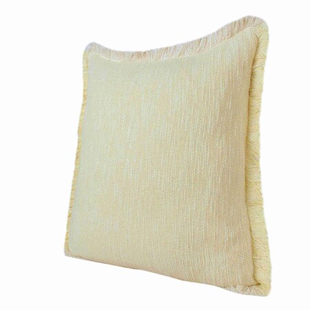Homeroots Set of Two 20" Lemon Cotton Throw Pillows with Fringe, 2PK 588374