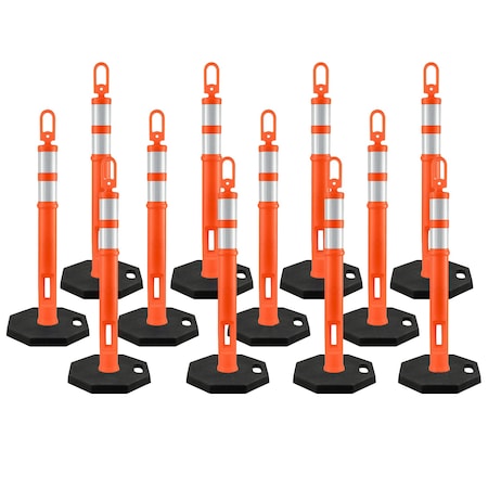 Xpose Safety 42in  Ring Loop Orange Traffic Delineator Post with 13 LB PVC Base, 12PK DLRB-ORG-42-12-X
