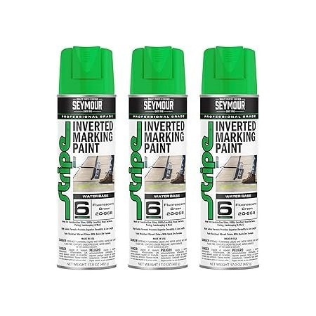 Seymour Midwest Stripe 6-Series Inverted Ground Marking Paint, Fluorescent Green net 17oz., 3PK 20668-3
