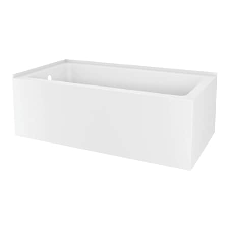 Kingston Brass 60" Acrylic Rectangular 2-Wall Corner Alcove Tub, Left Hand Drain, Glossy White VTAP6032L21TS
