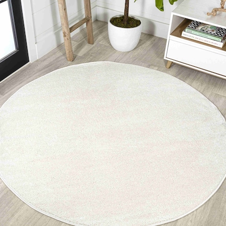 Jonathan Y Haze Solid Low-Pile Cream 5 ft Round Area Rug SEU100T-5R