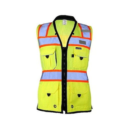 Kishigo Surveyors Vest, Zipper, Lime, XL S5021-XL