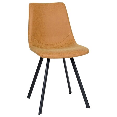 Leisuremod Markley Modern Leather Dining Chair with Metal Legs, Light Brown MC18BR