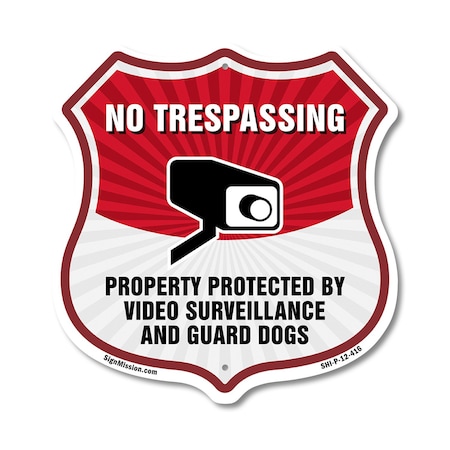 Signmission No Trespassing Shield Sign Property Prot, 12 Inch X 12 Inch, Plastic Sign SHI-P-12-416