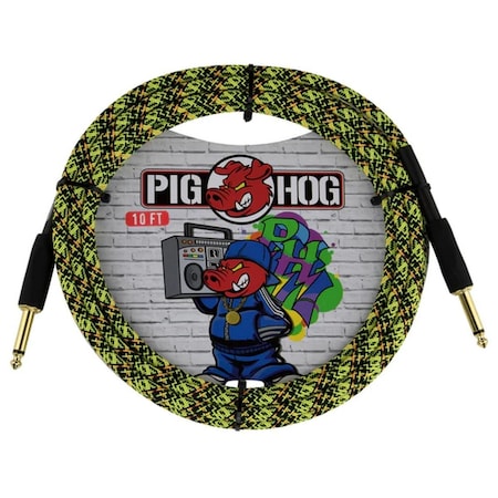 Galaga Pig Hog  10 ft. Graffiti Instrument Cable, Yellow PCH10GYW