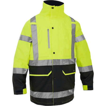 Bisley ANSI Type R Class 3 Ripstop 5-in-1 Jacket with Class 2 Zip-Out Inner Jacket 333M6375H-YL/XL