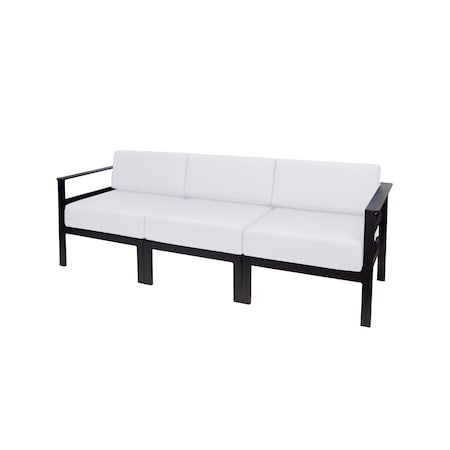 Bfm Seating Belmar 82in Outdoor Sectional Sofa with Sunbrella Cushions, Sand Black Frame PH6101BL-14091