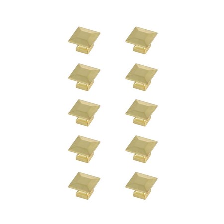 Plaza 1.3 in. Cecil Multipack Square Knob, Brushed Gold, 10PK PL2961658