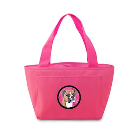Carolines Treasures 15 x 7 in. Boxer Zippered Insulated School Washable and Stylish Lunch Bag Cooler- Pink SC9121PK-8808