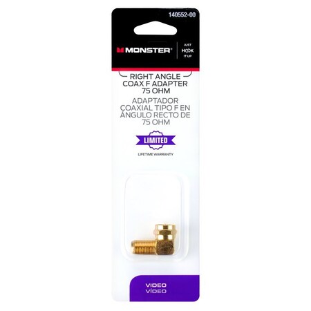 Monster Cable Just Hook It Up Right Angle Coax F Adapter 75 ohm 140552-00