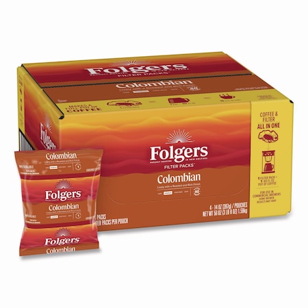 Folgers Coffee Filter Packs, 100% Colombian, 1.4 oz Pack, PK40 2550010107