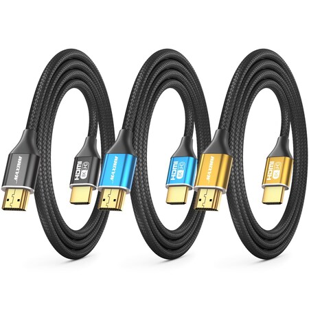 Maximm 2ft 8K 60Hz 48Gbps HDMI 2.1 Braided Cable, Black, 3PK GBB-8K-2FT-3PK