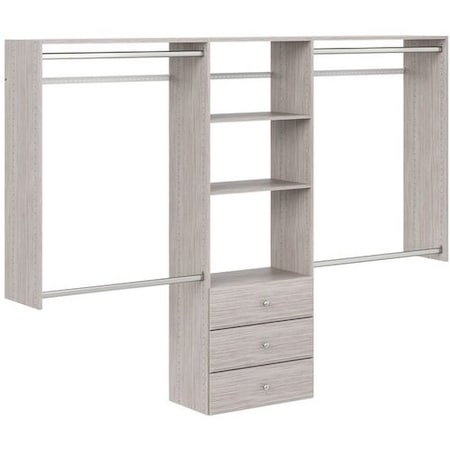 Easy Track 4ft to 8ft Deluxe Pro Closet Kit with Drawers, Weathered Grey PH80-CG