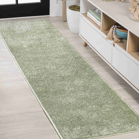 Jonathan Y Haze Solid Low-Pile Green 2 ft. x 12 ft. Runner Rug SEU100O-212