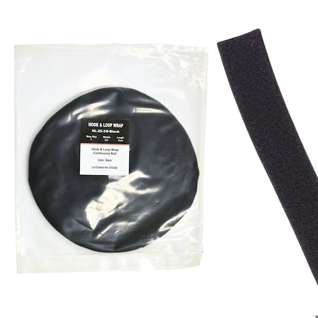 Cable Ties Unlimited Hook and Loop Continuous Roll, 75 ft L, 0.375 in W, Cut to length, No Adhesive, Black, 1PK HL3/8-Black-25