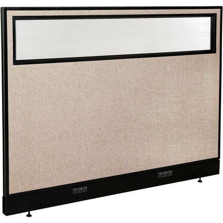 Global Industrial Interion Electric Office Partition Panel with Partial Window, 60-1/4"W x 46"H, Tan 694756WETN