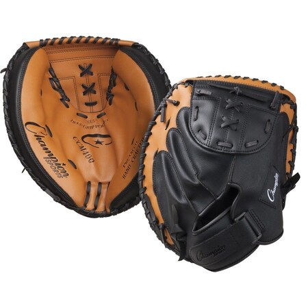 Champion Sports Catcher's Mitt, Synthetic, Black; Brown ccm400