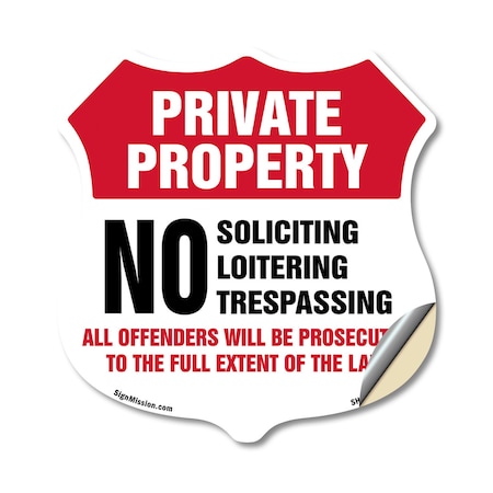 Signmission Private Property Shield Label Set No Sol, 12 Inch X 12 Inch, Vinyl Decal SHI-D-12-439