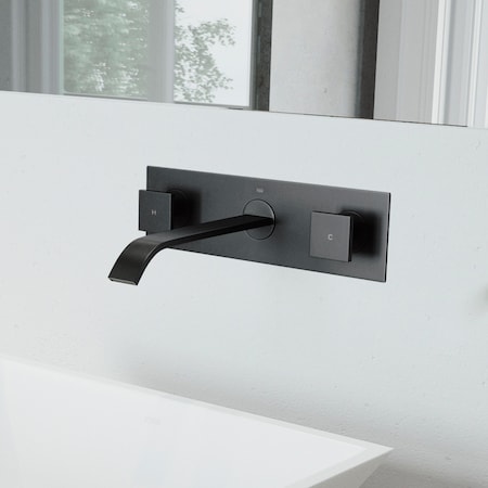 Vigo Titus Two Handle Wall Mount Bathroom Faucet in Matte Black VG05002MB