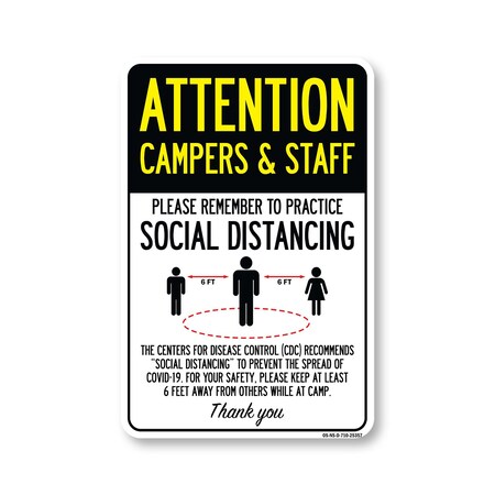 Signmission Public Safety, Campers And Staff Practice Social Distancing, 10in X 7in Decal, OS-NS-D-710-25357 OS-NS-D-710-25357