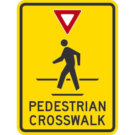 Lyle Pedestrian Crosswalk W/Yield Sym & Ped Xing Sym, 18x24, High Intensity Prismatic, Yellow G-10860-HI_18x24