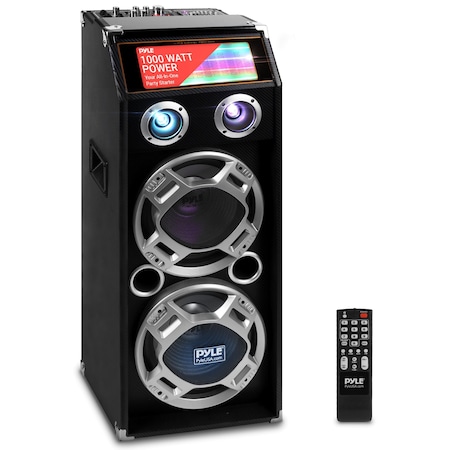Pyle Pyle Wireless Active PA Speaker, 1000W, Bluetooth, MP3/SD/FM Radio, LED DJ Lights, Stand Mount PSUFM1035A